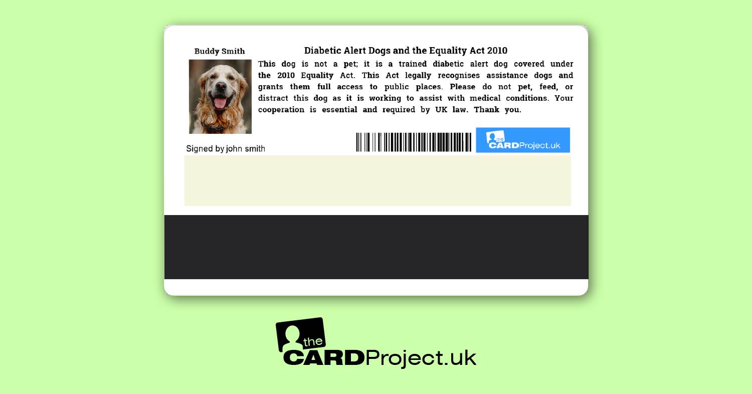 Diabetic Alert Dog ID Card (REAR)